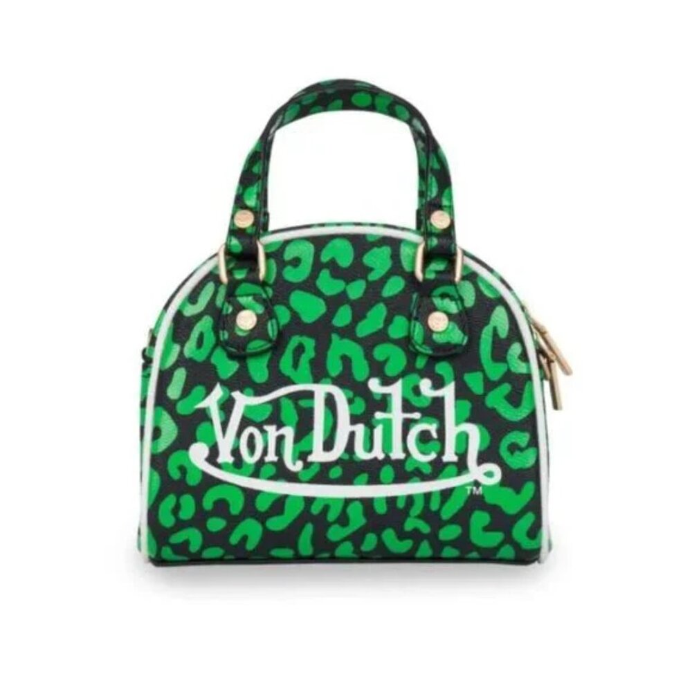 Von Dutch Lime and Black Cheetah Shoulder Crossbody Bowling Bag